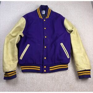 Vintage Rennoc Cudahy Packers Varsity Jacket Purple Wool Leather Mens XL 48 USA